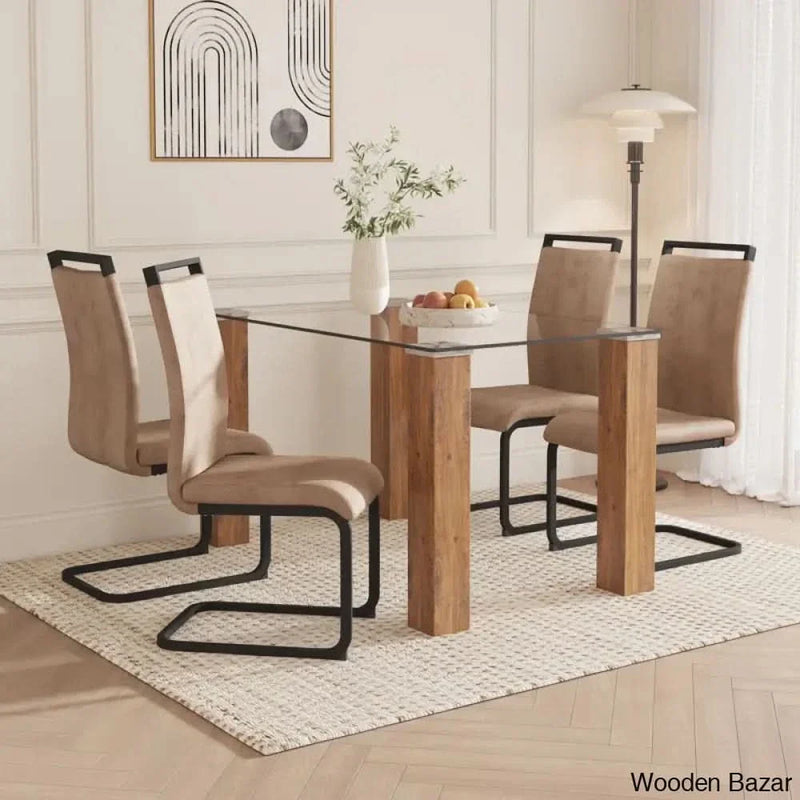 Archibald Luxury 4 Seater Glass Top Dining Set