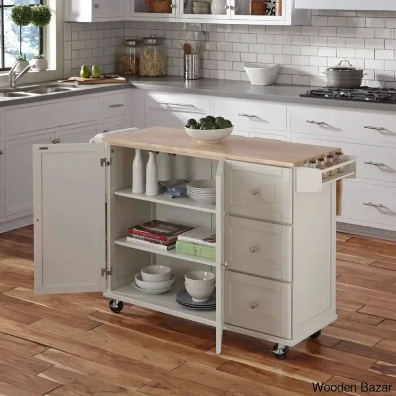 Arlonda Solid Wood Top Kitchen Cart Kitchen trolley cart cabinet kitchen island with storage