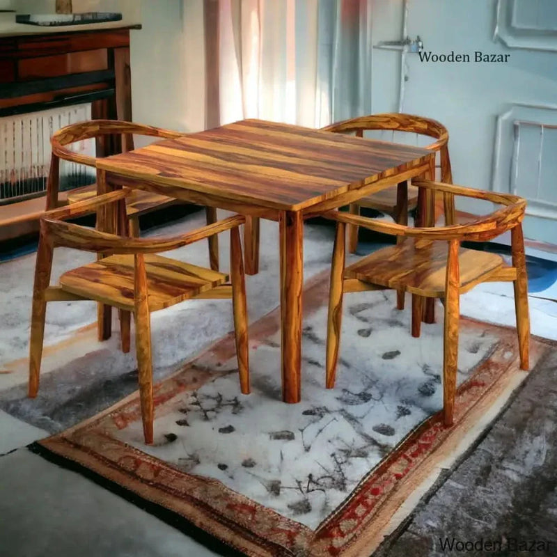 Aroma Four-seater dining table set made of Teak wood with chairs