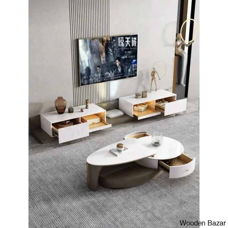 Arval Extendable Abstract Coffee Table with Storage - Craft Decor