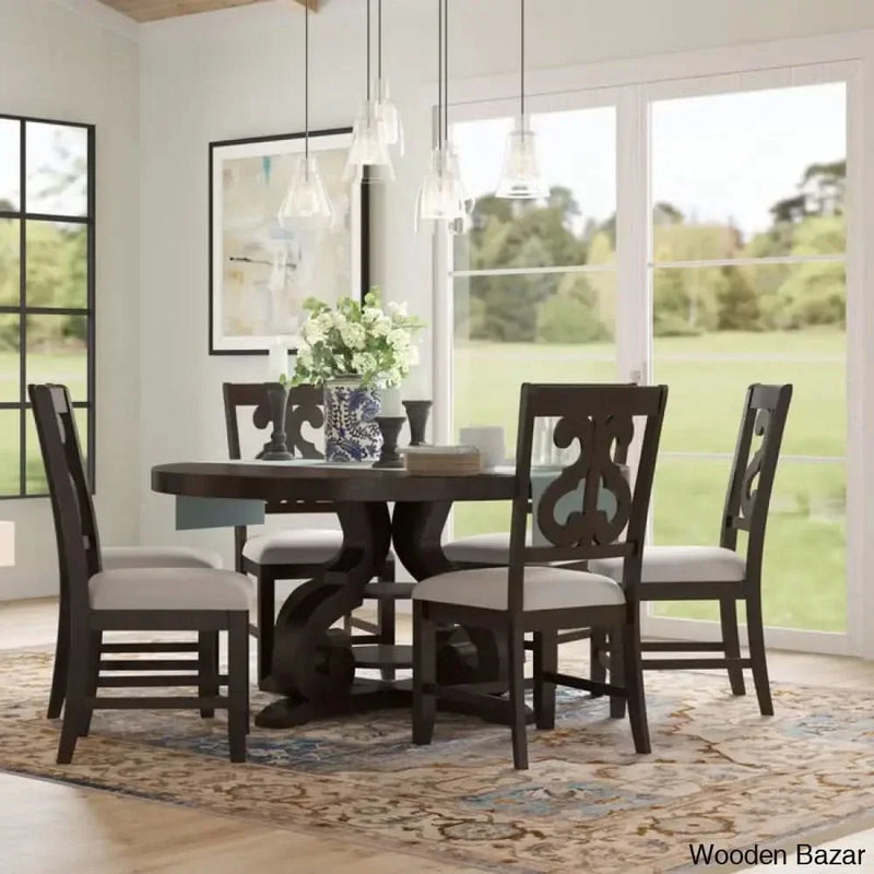 Auropack 6 Seater Pedestal Dining Table Set For Modern Homes