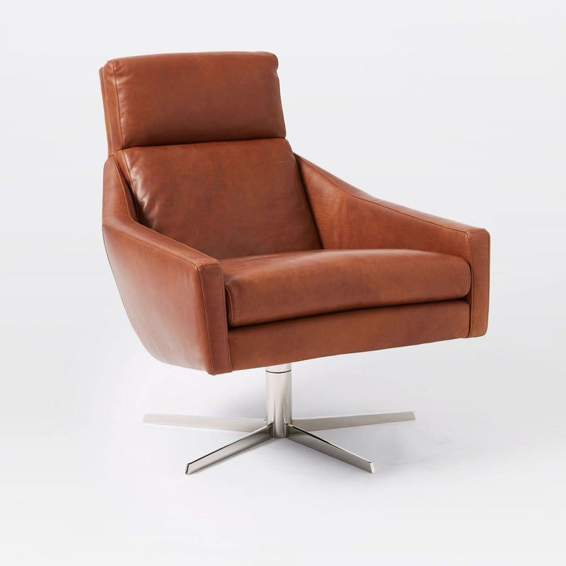 Azex Leather Swivel Armchair - Craft Decor
