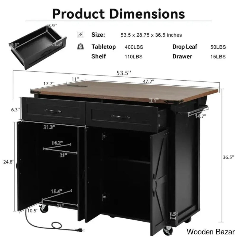 Babajide Wood Kitchen Cart Kitchen trolley cart cabinet kitchen island with storage