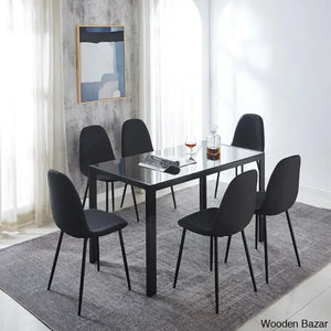 Ballentine 4&6 Seater Beautiful Glass Top Dining Table Set - Craft Decor 6 / Black