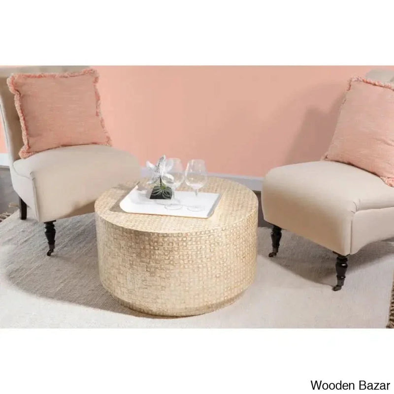Barcley Modern Shell Finish Coffee Table and center table