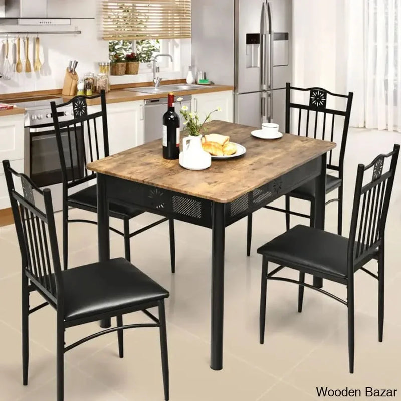 Barker 4 Seater Dining Table Set - Craft Decor Light Brown