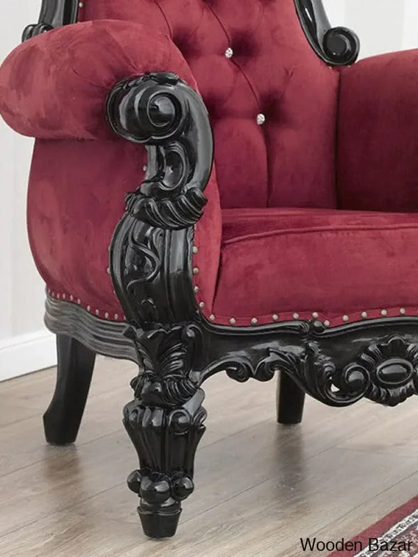 Baroque armchair Regina high back Dark style thorne black lacquered velvet burgundy