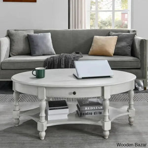 Bebi Luxury Round Coffee And Center Table - Craft Decor Ivory White