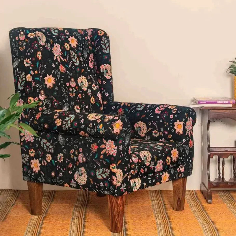 Begum Wing Chair in Bohemian Paisleys Design - Craft Decor