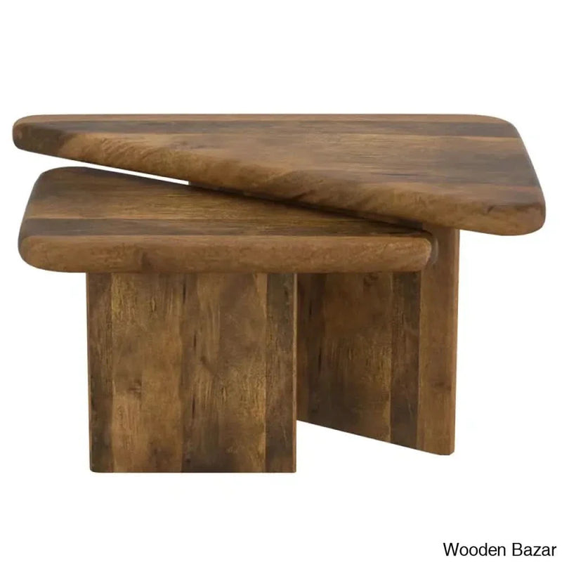 Bellinw Solid Wood Nesting Coffee and center Table