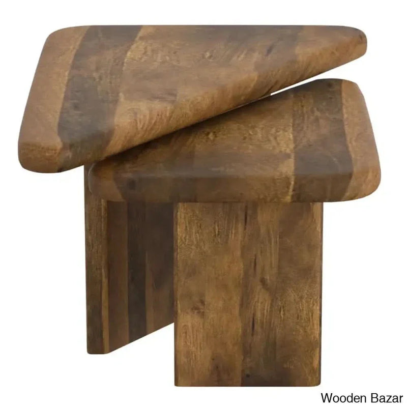 Bellinw Solid Wood Nesting Coffee and center Table