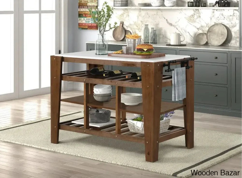 Belshin Marble Top Kitchen Island Kitchen trolley cart cabinet kitchen island with storage