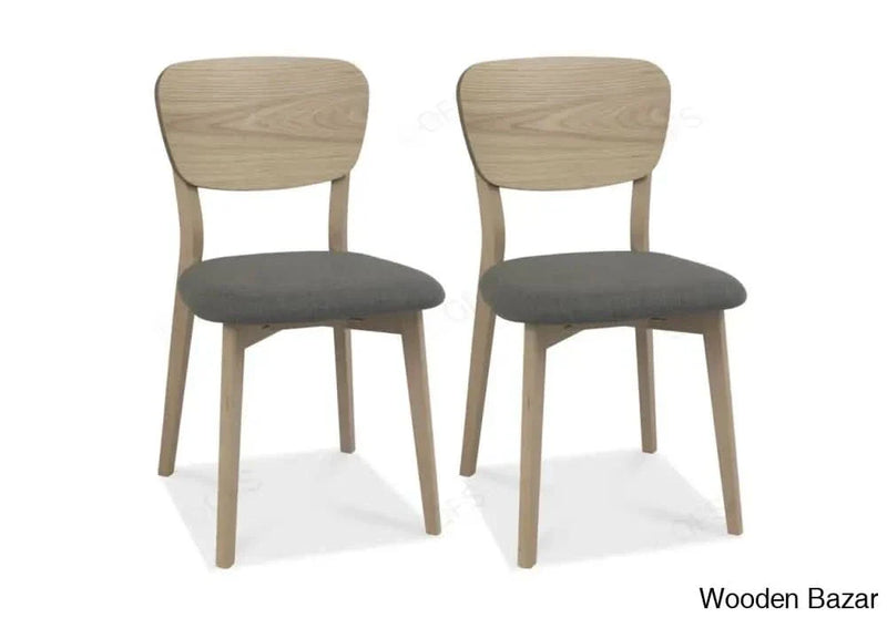 Bentley Designs Dansk Scandi Oak Cold Steel Fabric Veneer Back Chair in Pair