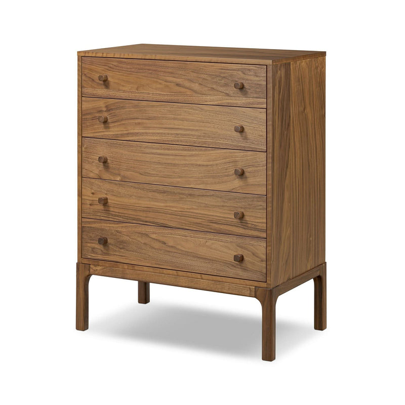 Kerrafi Walnut 5-Drawer Dresser - Craft Decor