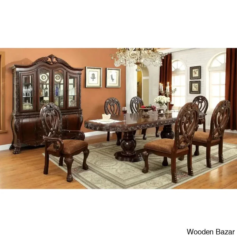 Best 6 Piece hand carved wooden Extendable dining set