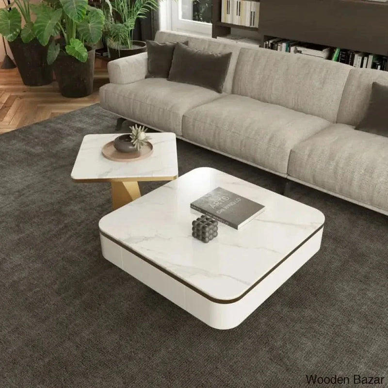 Binjaio Stone Top ( Set of 2 ) Nesting Coffee and center Table