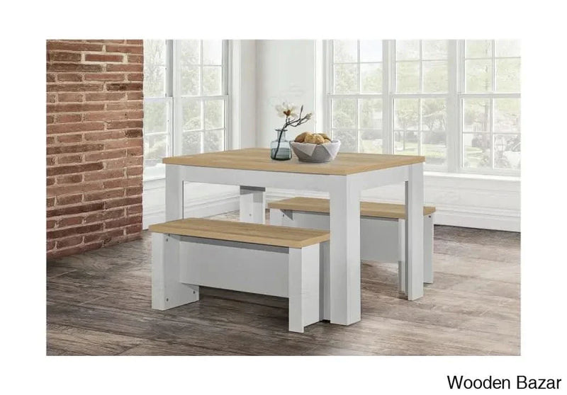 Birlea Furniture Highgate Cream and Oak Dining Table with Bench Set