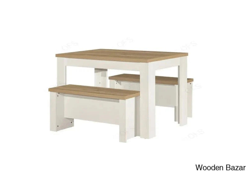 Birlea Furniture Highgate Cream and Oak Dining Table with Bench Set