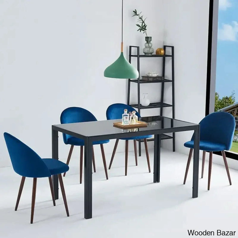 Blaan 4 Seater Glass Top Dining Set - Craft Decor