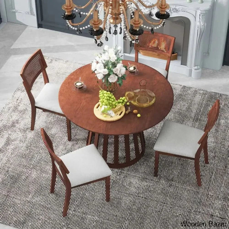 Blackburn 4 Seater Dining Table Set - Craft Decor Walnut