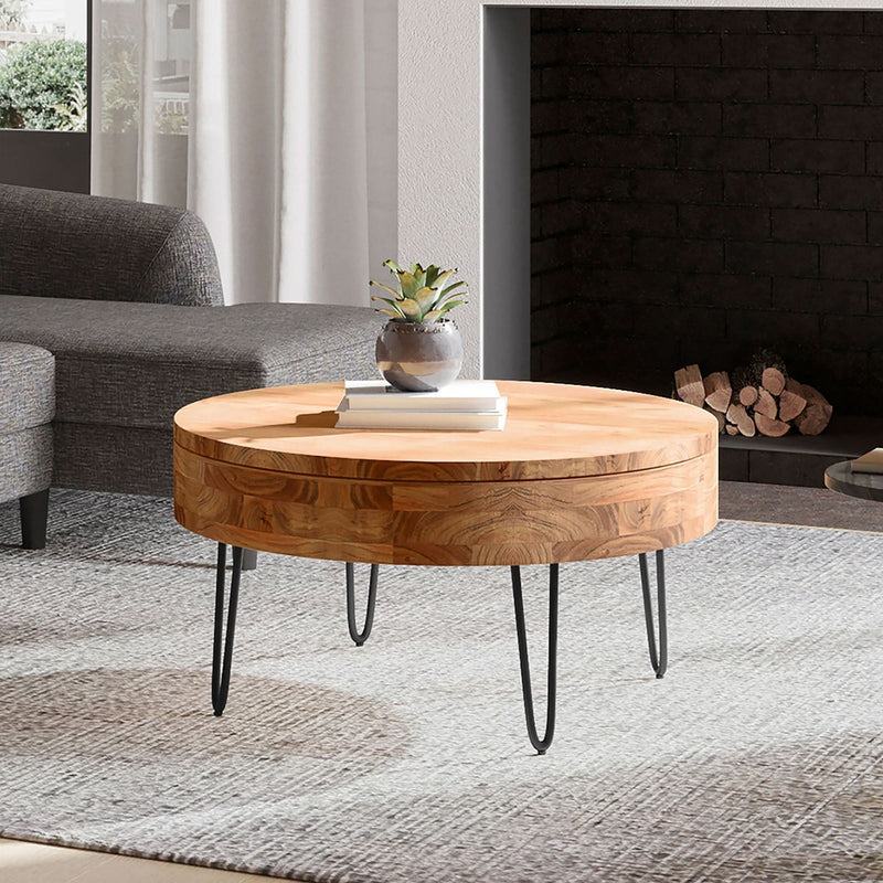 Kaichin Bowed Legs Round Storage Coffee Table - Craft Decor