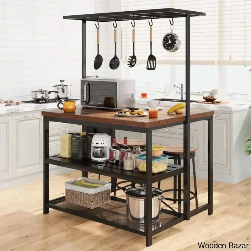 Bretonneux Kitchen Island Kitchen trolley cart cabinet kitchen island with storage