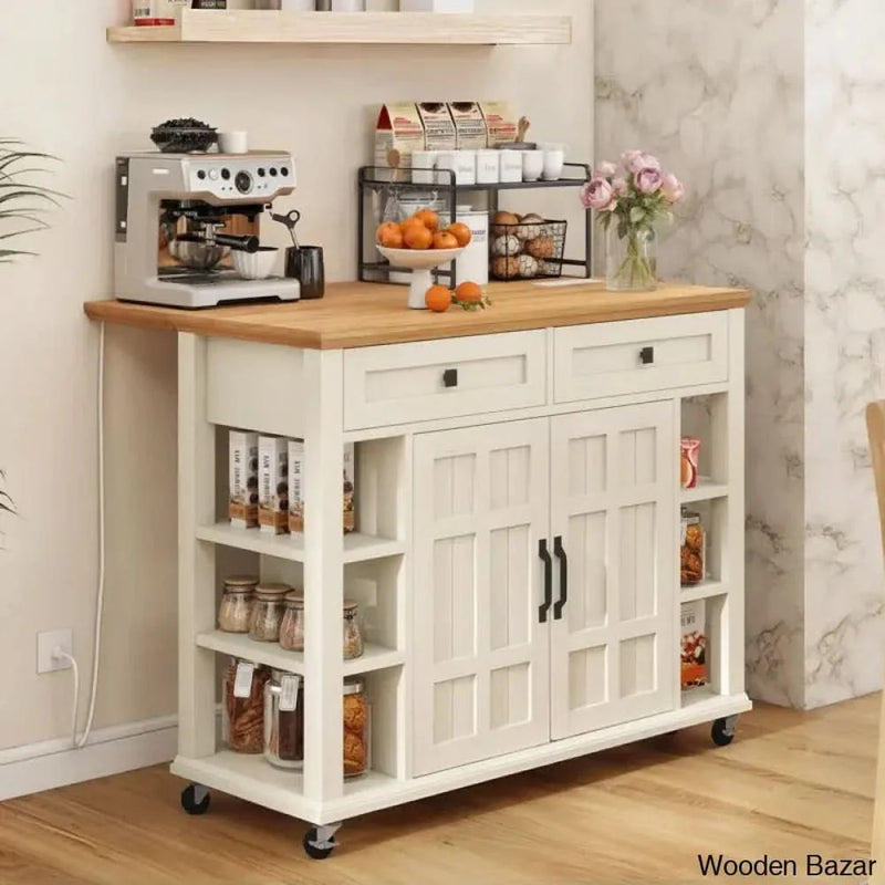 Brianny Rolling Kitchen Cart Island with Foldable Tabletop 2 Drawers and Power Outlet Kitchen trolley cart cabinet kitchen island with storage