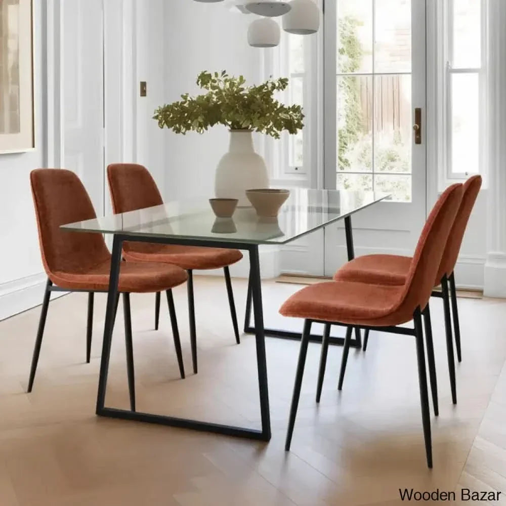 Bridle Latest 4 Seater Glass Top Trestle Dining Set - Craft Decor Tray