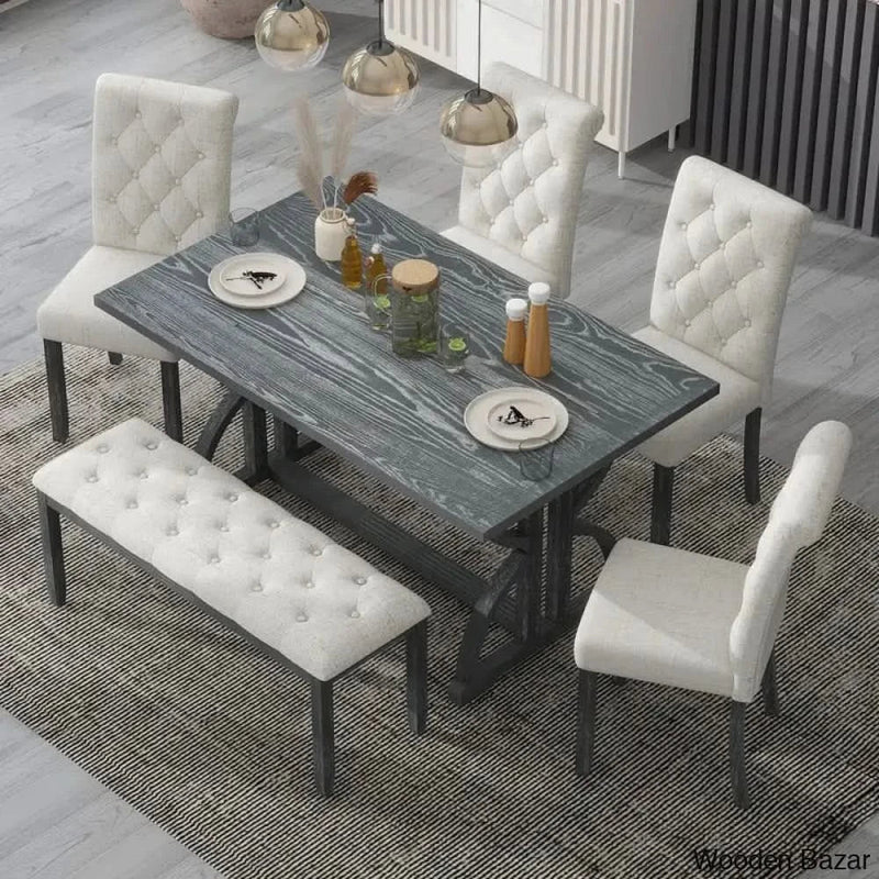Burdette New 6 Seater Trestle Dining Set - Craft Decor