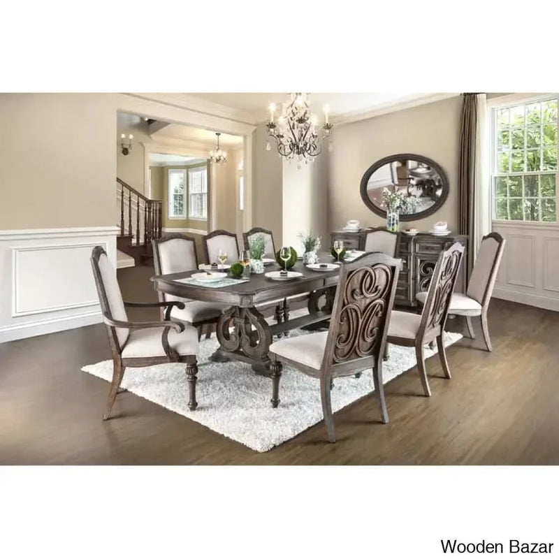 Buy 8 Seater Extendable Luxury Dining Set in Teak Wood
