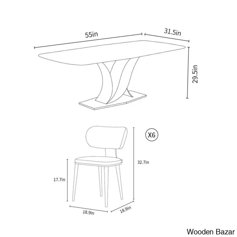 Cabal New 6 Seater Pedestal Dining Set - Craft Decor