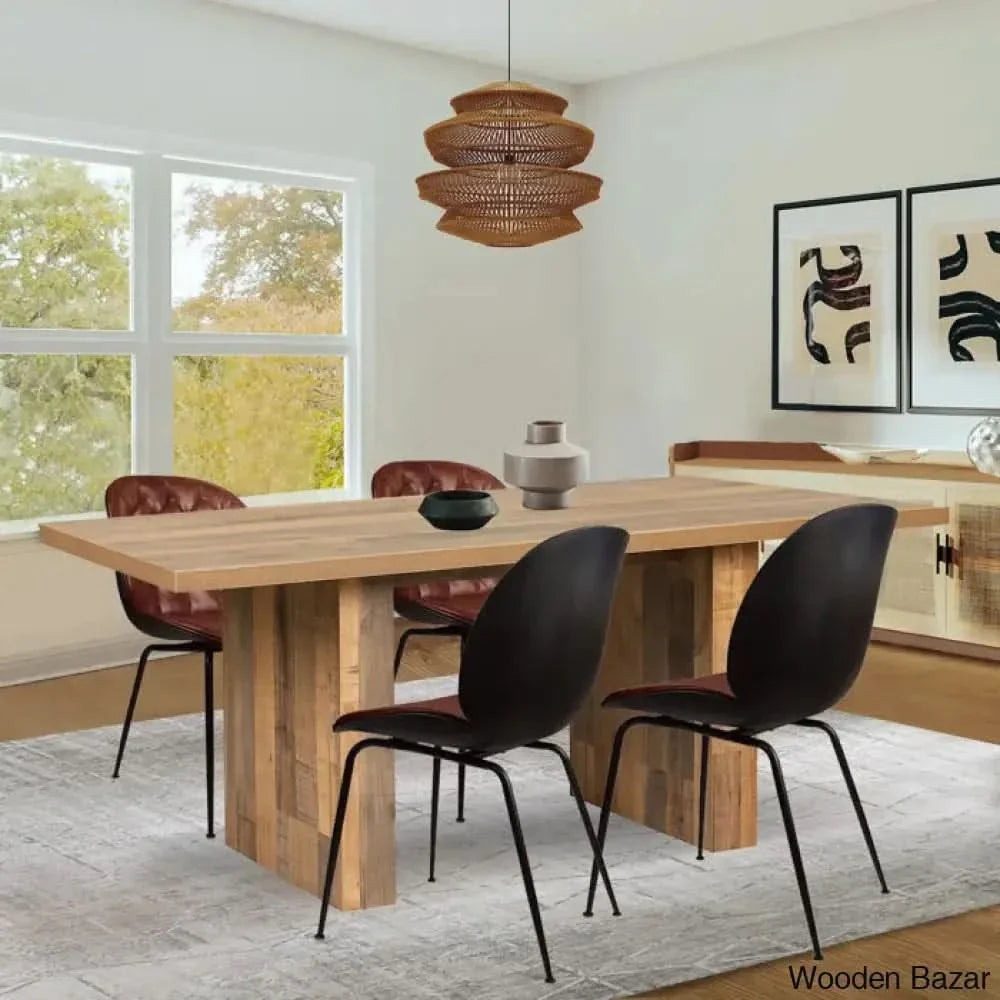 Cady 4 Seater Double Pedestal Dining Table Set - Craft Decor Oak