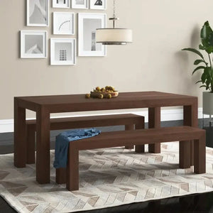 Cady 6 Seater Teak Wood Solid Dining Set - Craft Decor Walnut Wirebrush