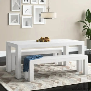 Cady 6 Seater Teak Wood Solid Dining Set - Craft Decor White Wirebrush