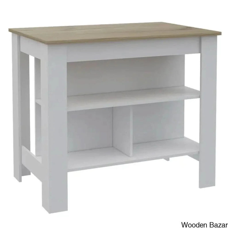 Cala 3-Shelf Wooden Kitchen Island Kitchen trolley cart cabinet kitchen island with storage