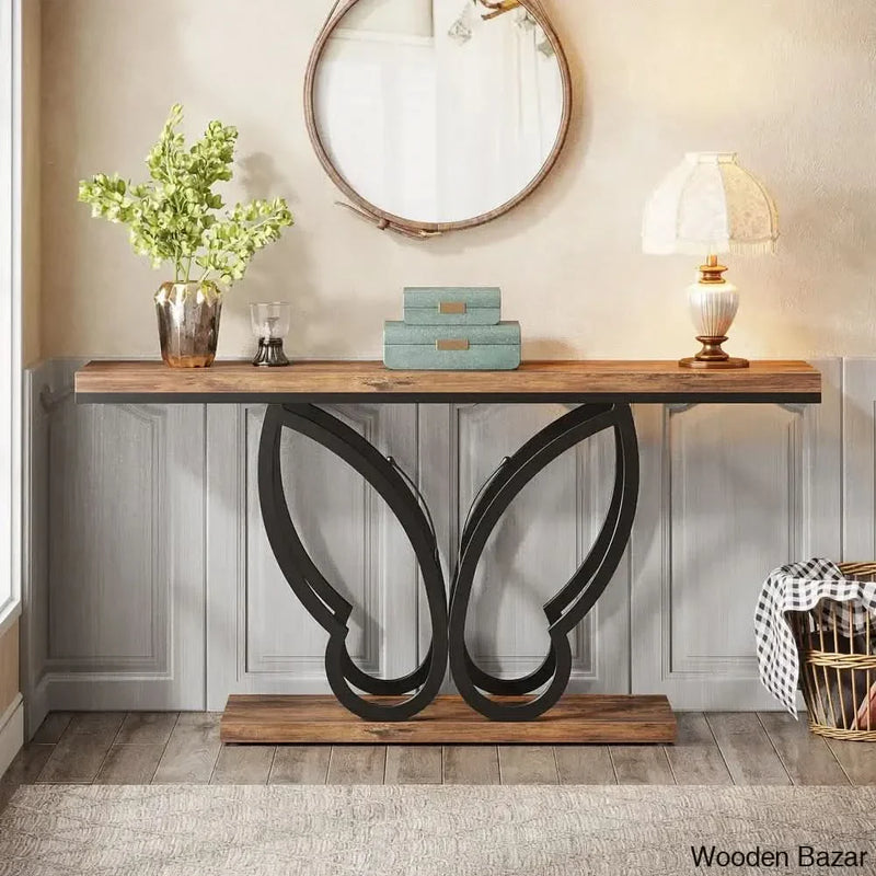 Calero 55.11" Accent Console Sofa Table with Butterfly Frames