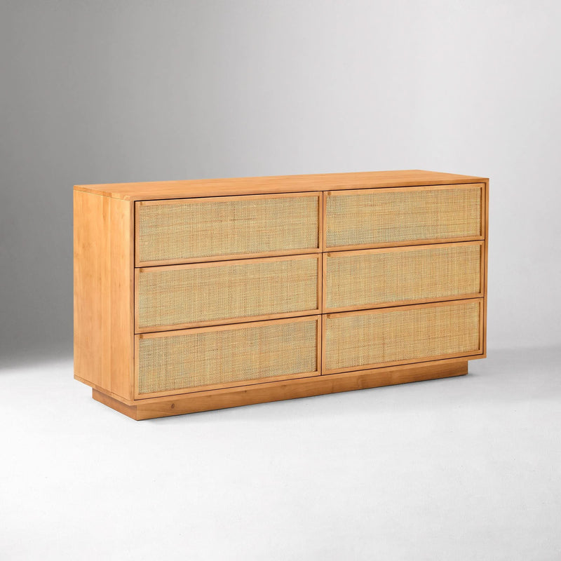 Kerry Modern Rattan Cane 6-Drawer Dresser - Craft Decor