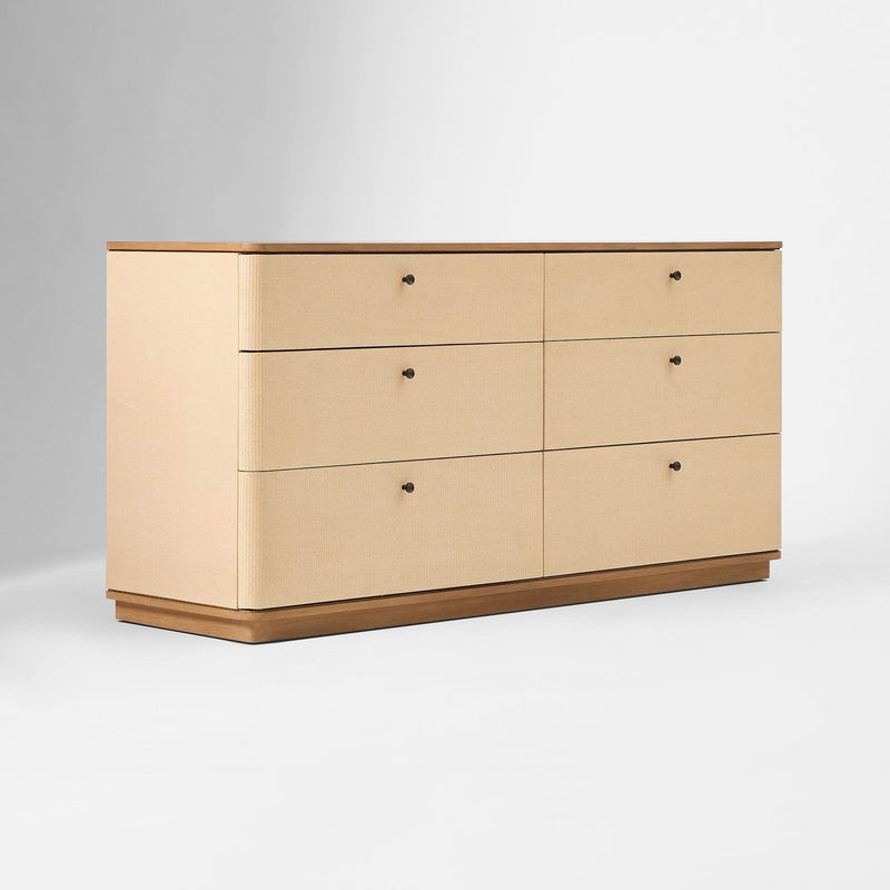 Antimacy Grasscloth 6-Drawer Dresser - Craft Decor
