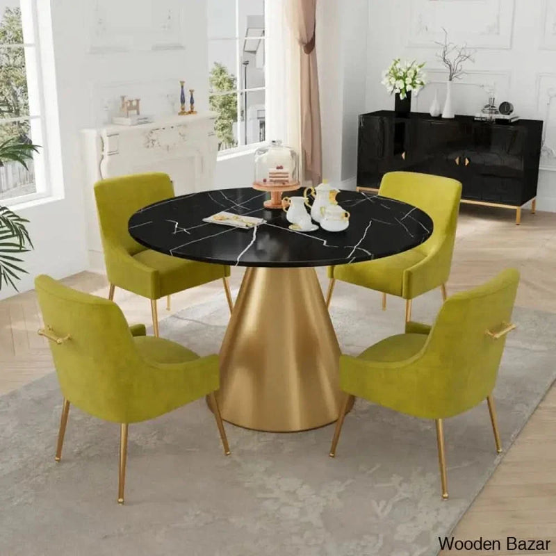 Carlos Luxury 4 Seater Pedestal Dining Set in Marble top