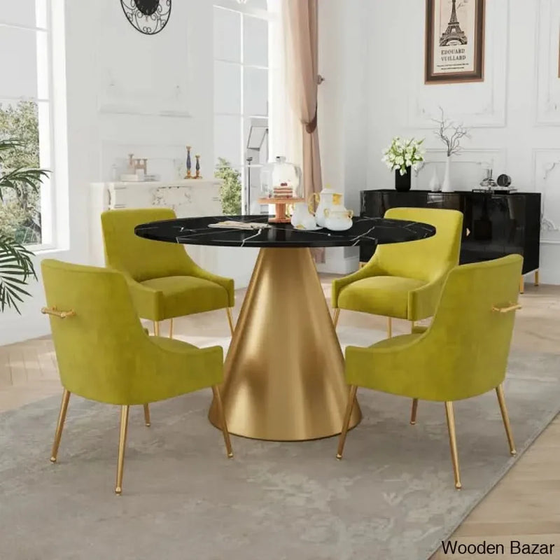 Carlos Luxury 4 Seater Pedestal Dining Set in Marble top