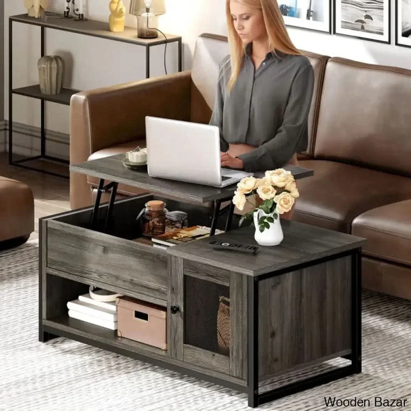 Caulein Lift Top Extendable Frame Rectangular Coffee and center Table with Storage