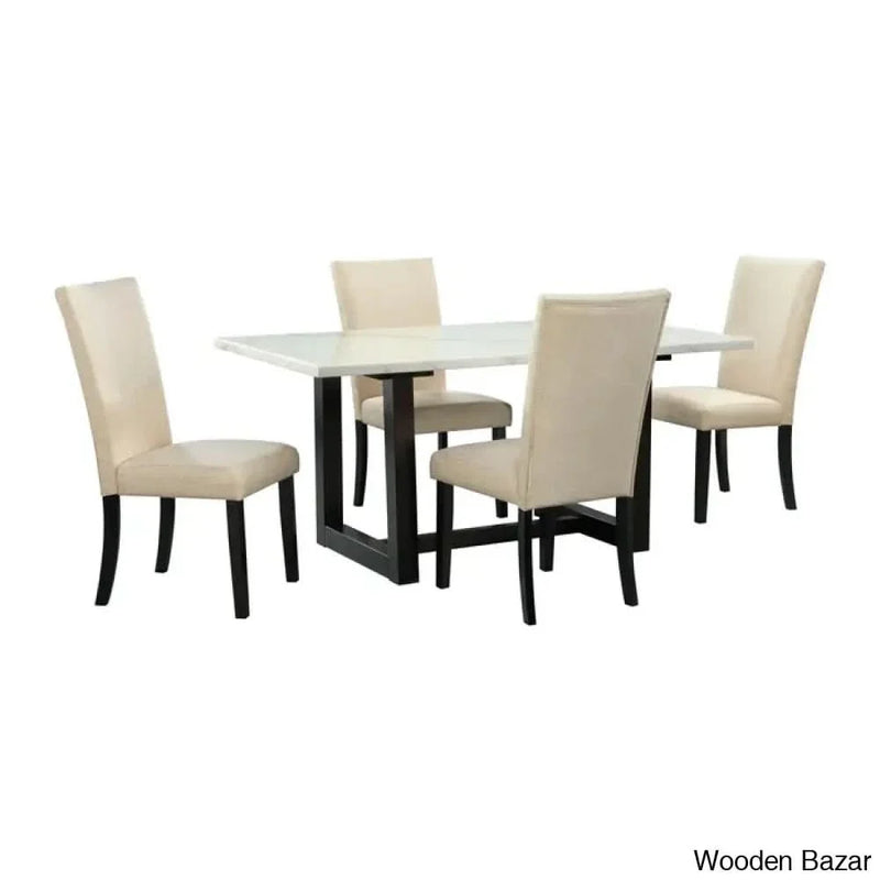 Cena 4 Seater New Sled Dining Set In Marble Top