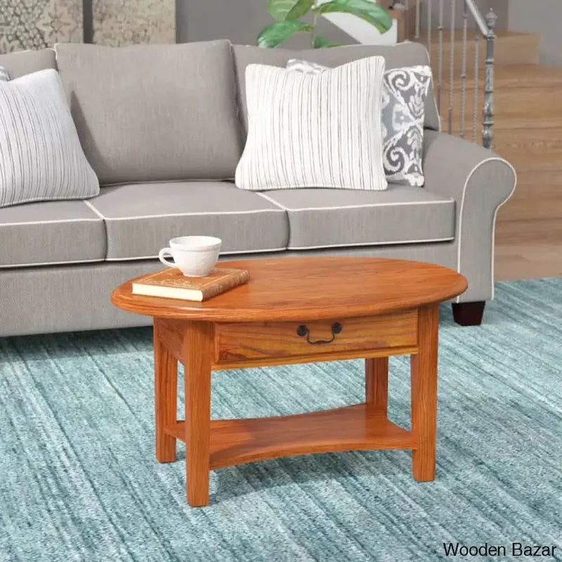 Channing Oval Solid Wood Coffee and Center Table
