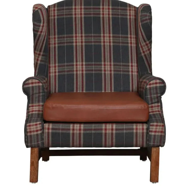 Checkered Modern Wing Chair with Cushion - Craft Decor