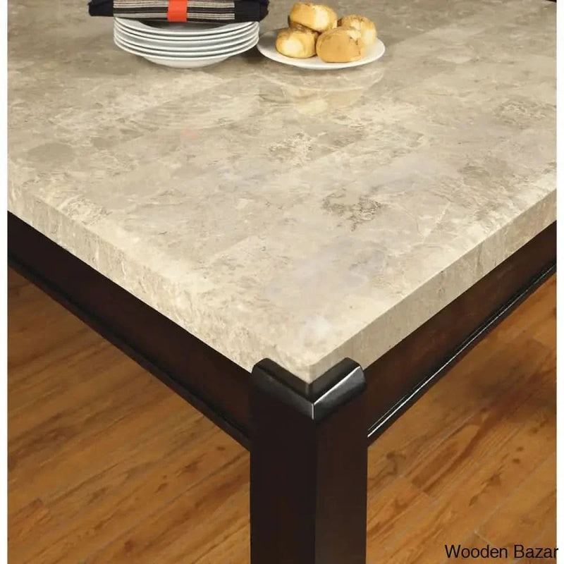Chicago New 6 Seater Marble Top Dining Table Set