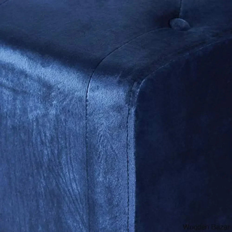 Christopher Knight Home Kimiko Tufted Velvet Ottoman, Navy Blue / Dark Brown