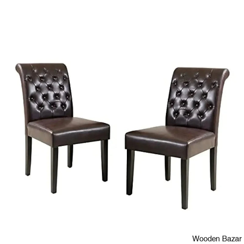 Christopher Knight Home Palermo Leather Tufted Dining Chairs, 2-Pcs Set, Brown