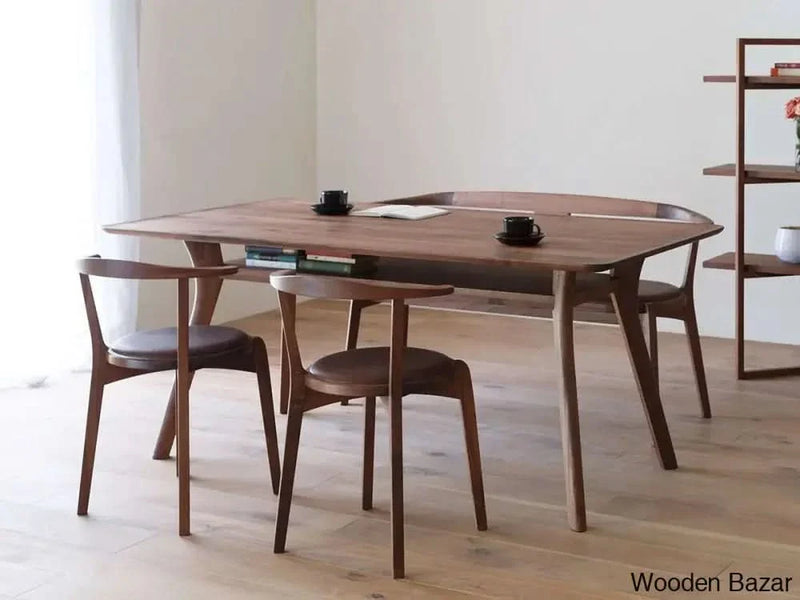 Classic Dining Table Set With Teak Wood Material - Craft Decor