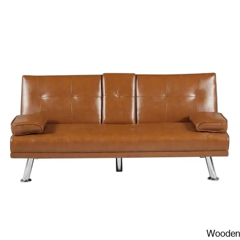 Classic PU Leather Futon Sofa - Stylish Convertible Seating for Versatile Living Spaces