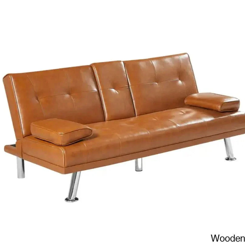 Classic PU Leather Futon Sofa - Stylish Convertible Seating for Versatile Living Spaces